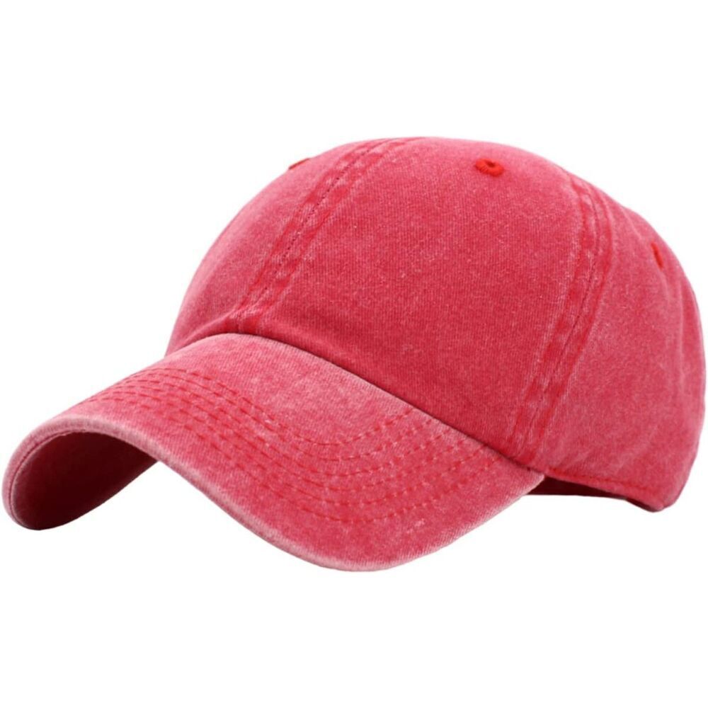 Unisex Red Pigment Dyed 100% Cotton Adjustable Classic Baseball Plain Dad Hat